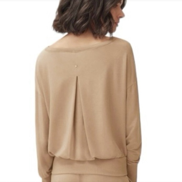 Cuyana French Terry Boatneck Sweatshirt Organic Cotton Camel Brown Size Small - Picture 2 of 10